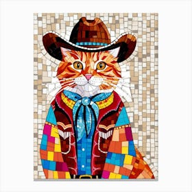 Mosaic Cowboy Cat Canvas Print