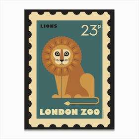 London Zoo Stamp Lion Kids Art Print Canvas Print