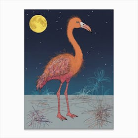 Flamingo At Night Canvas Print