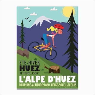 L'Alpe D'Huez Mountain Bike Poster Canvas Print