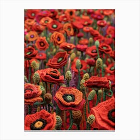 Red Poppies Knitted In Crochet 2 Canvas Print