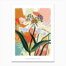 Colourful Flower Illustration Poster Queen Annes Lace 3 Canvas Print