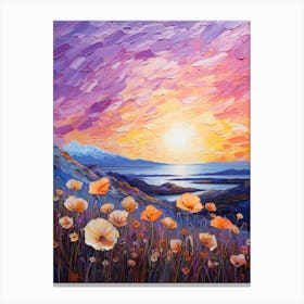 Sunset With Poppies Canvas Print