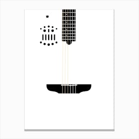 Black and White Minimalist Acoustic Guitar Illustration Canvas Print