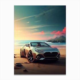 Concept Car On The Beach Canvas Print