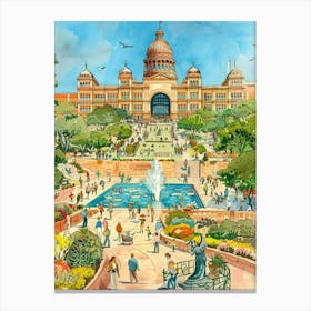 Storybook Illustration The Bullock Austin Texas State History Museum 4 Canvas Print