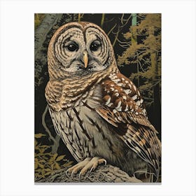 Barred Owl Relief Illustration 1 Canvas Print