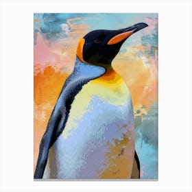 King Penguin Petermann Island Colour Block Painting 4 Canvas Print