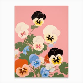 Pansies Flower Big Bold Illustration 4 Canvas Print