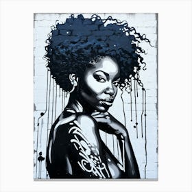 Graffiti Mural Of Beautiful Black Woman 24 Canvas Print