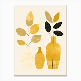 Three Vases With Leaves 1 Canvas Print