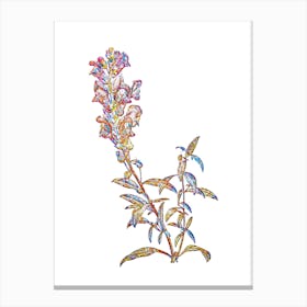 Stained Glass Red Dragon Flowers Mosaic Botanical Illustration on White n.0360 Canvas Print