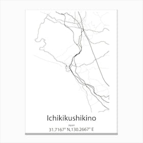 Ichikikushikino,Japan Minimalist Map Canvas Print