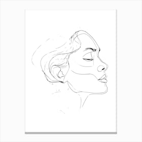 Portrait Of A Woman Minimalist Line Art Monoline Illustration 3 Canvas Print