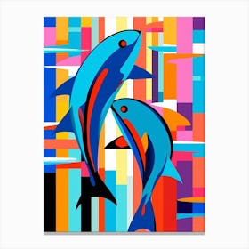 Dolphin Abstract Pop Art 5 Canvas Print