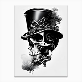 Skull With Pop Art Influences White 3 Stream Punk Canvas Print