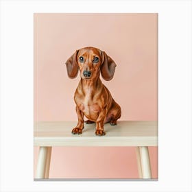 Dachshund Sitting On A Table.Generated AI. Art Print Stampe su tela