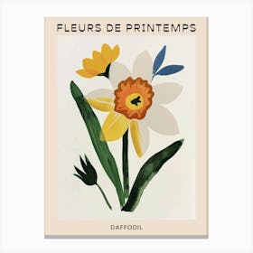 Spring Floral French Poster  Daffodil 4 Canvas Print