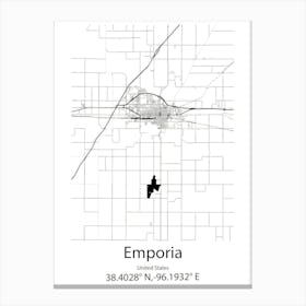 Emporia,United States Minimalist Map 1 Canvas Print