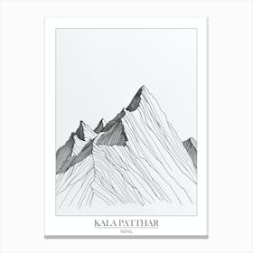 Kala Patthar Nepal Line Drawing 3 Poster Canvas Print