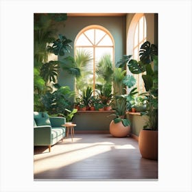 Living Room With Plants Canvas Print