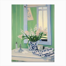 Bathroom Vanity Painting With A Lily Of The Valley Bouquet 3 Canvas Print