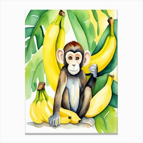 Monkey With Bananas Canvas Print