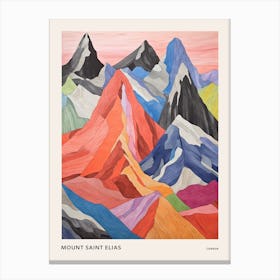 Mount Saint Elias Canada 4 Colourful Mountain Illustration Poster Canvas Print