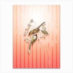Cherry Plum Flower Vintage Botanical in Peach Fuzz Awning Stripes Pattern n.0135 Canvas Print