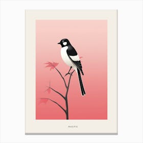 Minimalist Magpie 4 Bird Poster Canvas Print