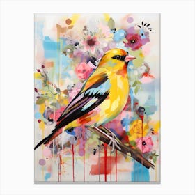 Bird Painting Collage American Goldfinch 4 Canvas Print