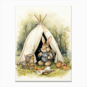 Bunny Camping Rabbit Prints Watercolour 4 Canvas Print
