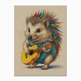 Hedgehog Playing Guitar 22 Canvas Print