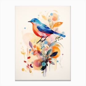 Bird Painting Collage Bluebird 1 Canvas Print