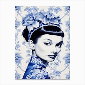 Audrey Hepburn Delft Tile Illustration 2 Canvas Print
