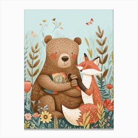 Brown Bear A Bear And A Fox Storybook Illustration 3 Canvas Print