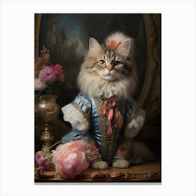 Cat In Medieval Robes Rococo Style  6 Canvas Print