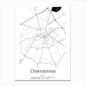 Chateauroux,France Minimalist Map Canvas Print