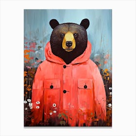 Bear In Red Jacket animal Canvas Print