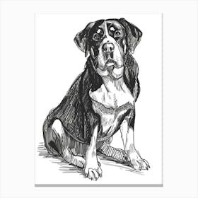 Entlebucher Mountain Dog Line Sketch 2 Canvas Print