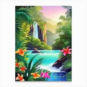 Waterfall In The Jungle 7 Canvas Print