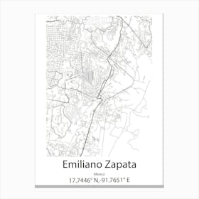 Emiliano Zapata,Mexico Minimalist Map Canvas Print