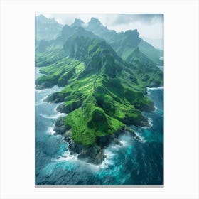 Aerial View Of A Green Island Canvas Print