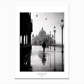 Poster Of Venice, Italy, Black And White Analogue Photography 2 Canvas Print