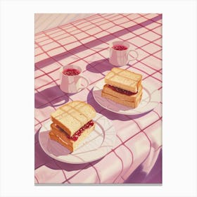 Pink Breakfast Food Peanut Butter And Jelly 4 Canvas Print