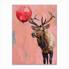 Cute Elk 2 With Balloon Canvas Print