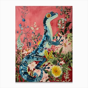 Floral Animal Painting Gecko 1 Canvas Print