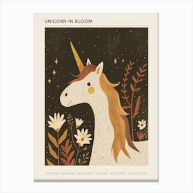 Unicorn With The Flowers Muted Pastels 1 Poster Canvas Print
