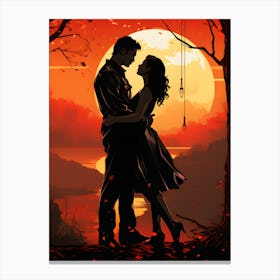 Valentines Night Magic Lunar Art For Lovers Canvas Print