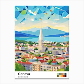 Geneva, Switzerland, Geometric Illustration 1 Poster Canvas Print